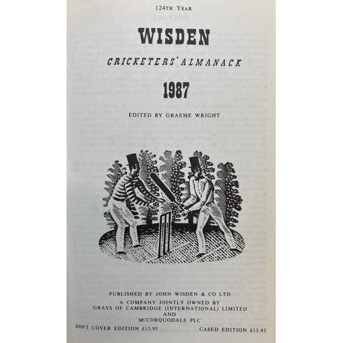 566 - A run of Wisden Cricketers' Almanacks, 1980-1989 (10)Provenance:  From the Harry Brewer Cricket Memo... 