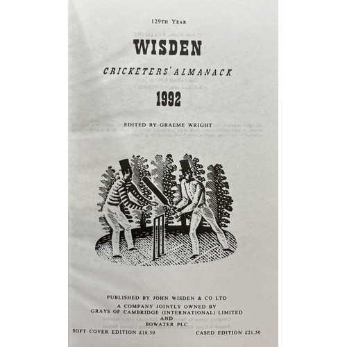 567 - A run of Wisden Cricketers' Almanacks, 1990-1999 (10)Provenance:  From the Harry Brewer Cricket Memo... 