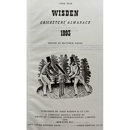 567 - A run of Wisden Cricketers' Almanacks, 1990-1999 (10)Provenance:  From the Harry Brewer Cricket Memo... 