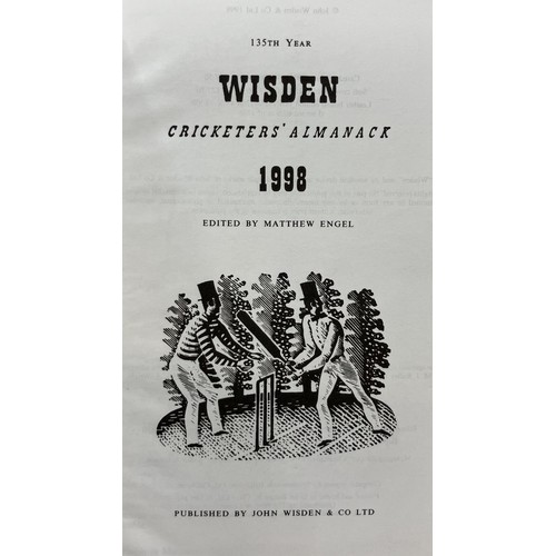 567 - A run of Wisden Cricketers' Almanacks, 1990-1999 (10)Provenance:  From the Harry Brewer Cricket Memo... 