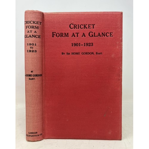 598 - Gordon (Sir Home), Cricket Form At A Glance (1878-1902 and 1901-1923) 2 vols.Provenance:  From the H... 