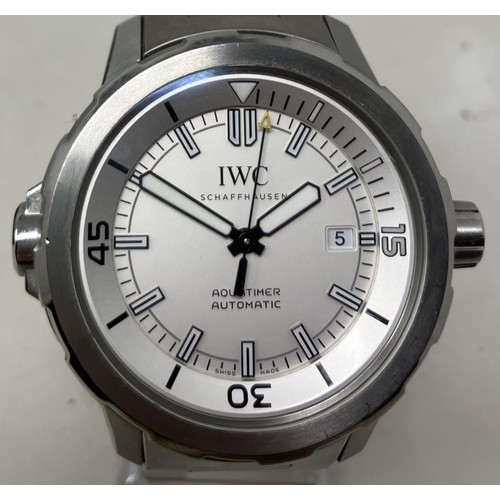 127 - A gentleman's stainless steel IWC Aquatimer Automatic wristwatch, on a steel strap, boxed, with spar... 