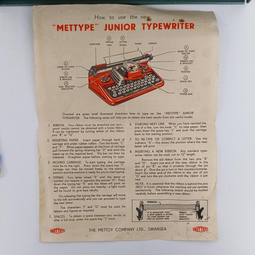 1844 - A Mettype Junior tinplate toy typewriter, boxed, a Pedigree Pretty Peepers doll, boxed, a Vulcan chi... 