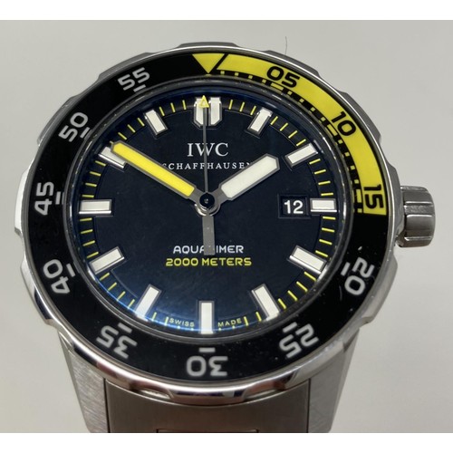 133 - A gentleman's stainless steel IWC Aquatimer 2000 Meters wristwatch, on a stainless steel strap, boxe... 