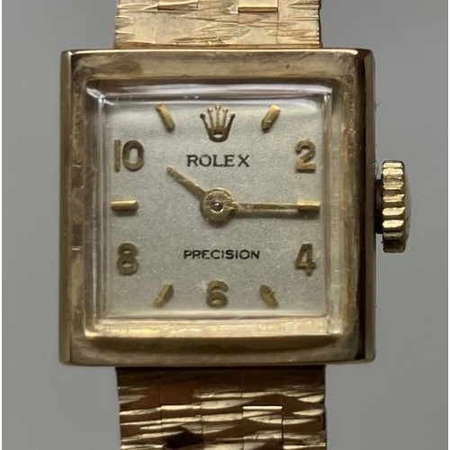 138 - A ladies 9ct gold Rolex wristwatch, on a 9ct gold strap, in a Rolex box