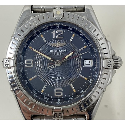 140 - A gentleman's stainless steel Breitling Wings wristwatch