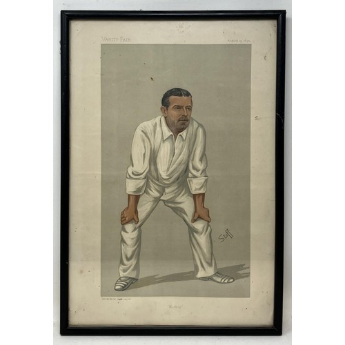 608 - A Spy cricketing print, Ranji, 36 x 21 cm, and Monkey, 38 x 25 cm (2)Provenance:  From the Harry Bre... 