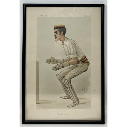 610 - A Spy cricketing print, The Lobster, 25 x 37 cm, and another, English Cricket, 39 x 26 cm (2)Provena... 