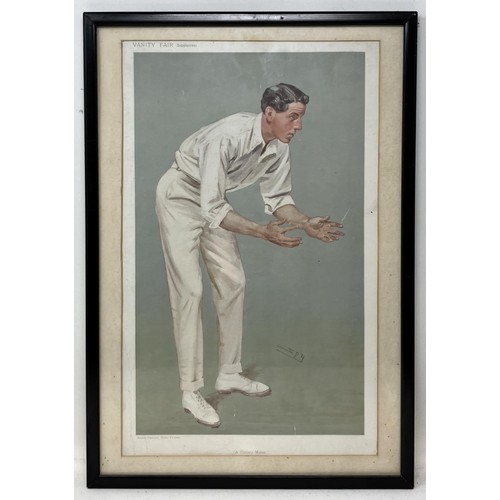 615 - A Spy cricketing print, Father, 39 x 28 cm, and another, A Century Maker, 35 x 22 cm (2)Provenance: ... 