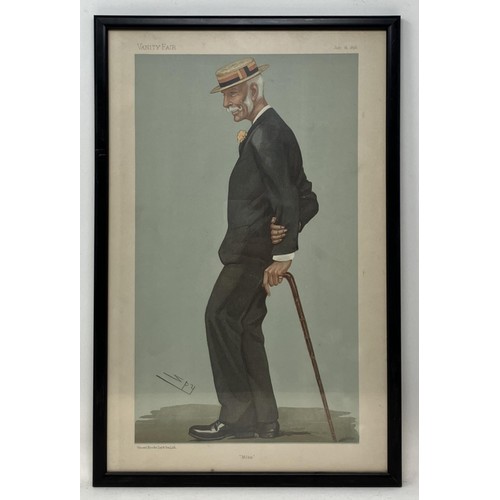 617 - A Spy cricketing print, Forty-Six Centuries In Eleven Years, 38 x 25 cm, and another Mike, 37 x 23 c... 