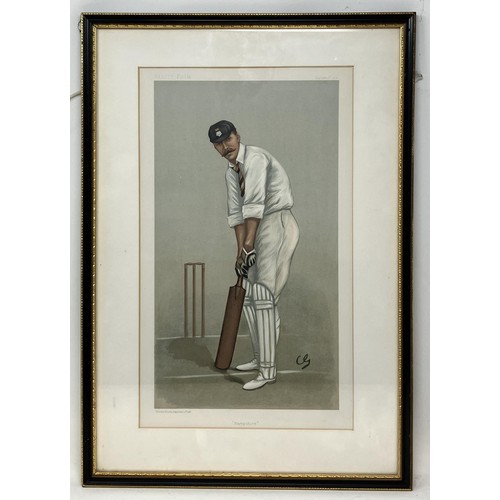 618 - A Spy cricketing print, W W, 37 x 21 cm, and another Hampshire 36 x 21 cm (2)Provenance:  From the H... 