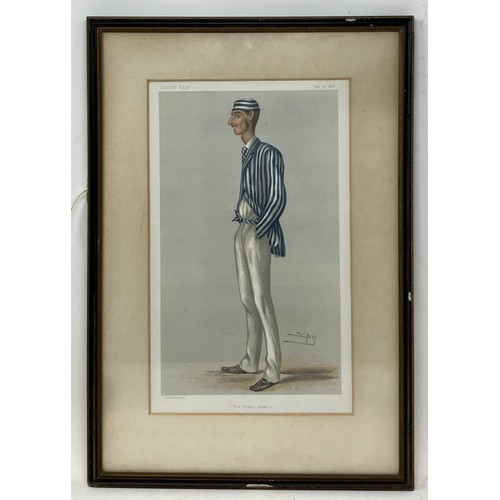 619 - A Spy cricketing print, Yorkshire Cricket, 35 x 21 cm, and another The Demon Bowler, 34 x 21 cm (2)P... 