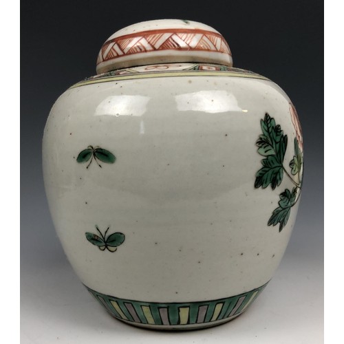 1591 - A Chinese ginger jar, 18 cm high, four other ginger jars, and a vase and cover (6)