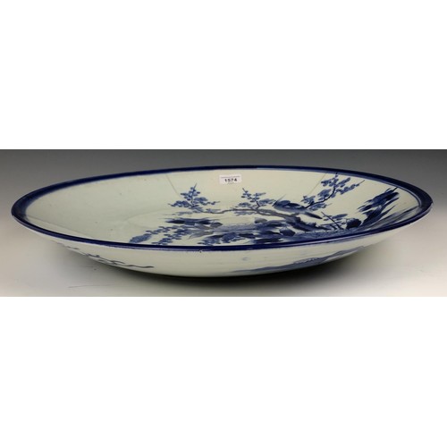 1574 - A Japanese blue and white charger, 47 diameter