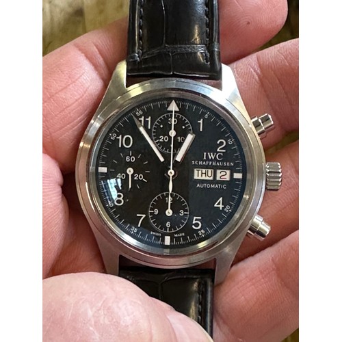 132 - A gentleman's stainless steel IWC Pilot's Chronograph wristwatch, boxed with paperwork