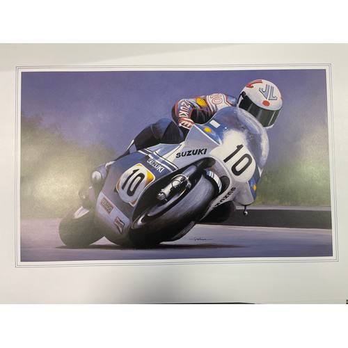 338 - A group of prints by Steve Craner and Tony Graham, including Mick Grant on Suzuki, Barry Sheene on S... 