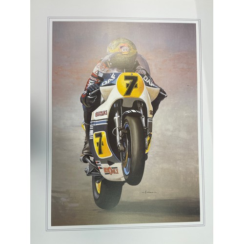 338 - A group of prints by Steve Craner and Tony Graham, including Mick Grant on Suzuki, Barry Sheene on S... 