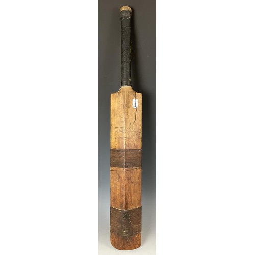 635 - A vintage Gimblett cricket bat, a set of pads, a leather cricket bag, two blazers and assorted other... 