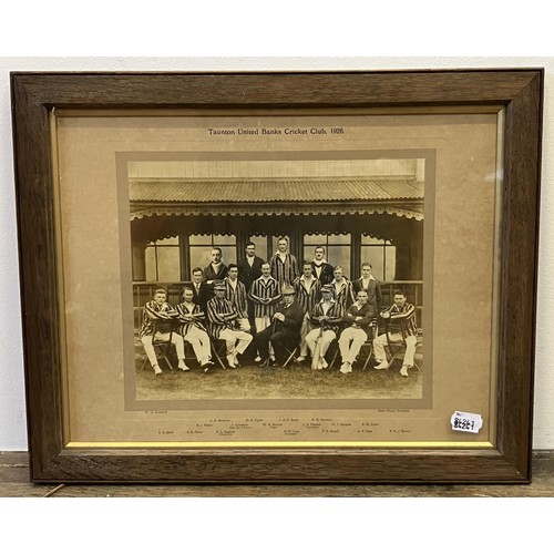 640 - A photograph of the Taunton United Banks Cricket Club 1926, 34 x 44 cm, and assorted other vintage c... 