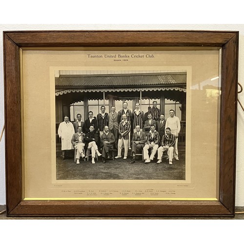 640 - A photograph of the Taunton United Banks Cricket Club 1926, 34 x 44 cm, and assorted other vintage c... 