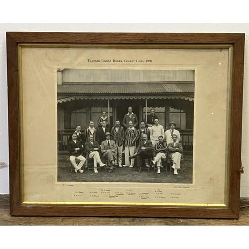 640 - A photograph of the Taunton United Banks Cricket Club 1926, 34 x 44 cm, and assorted other vintage c... 