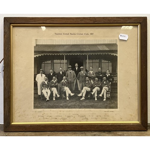 640 - A photograph of the Taunton United Banks Cricket Club 1926, 34 x 44 cm, and assorted other vintage c... 