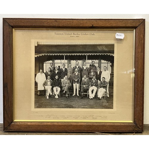 640 - A photograph of the Taunton United Banks Cricket Club 1926, 34 x 44 cm, and assorted other vintage c... 