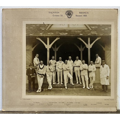 640 - A photograph of the Taunton United Banks Cricket Club 1926, 34 x 44 cm, and assorted other vintage c... 