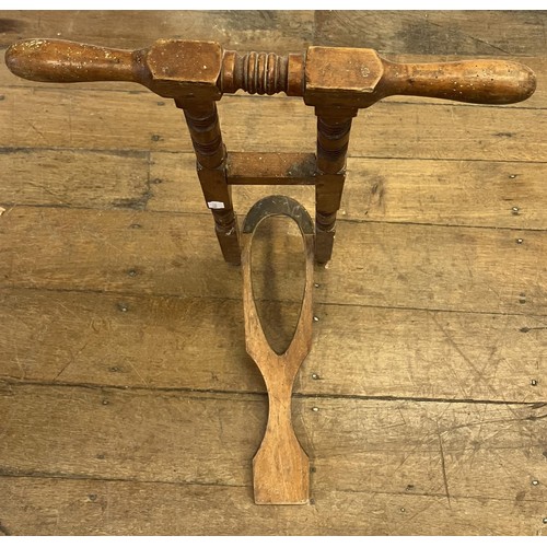 651 - A walnut boot pull and two yokes (3)