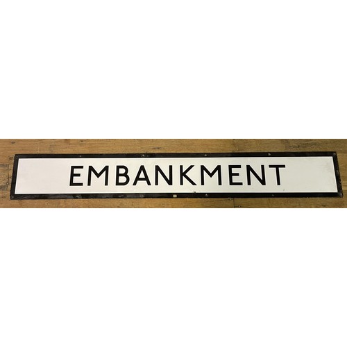 362 - A London Underground enamel sign, Embankment, 23 x 160 cm