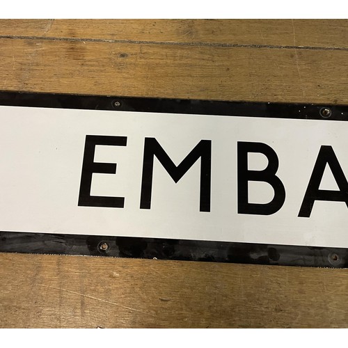 362 - A London Underground enamel sign, Embankment, 23 x 160 cm