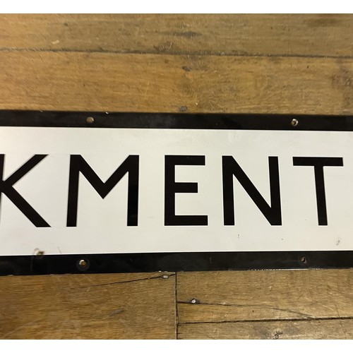 362 - A London Underground enamel sign, Embankment, 23 x 160 cm