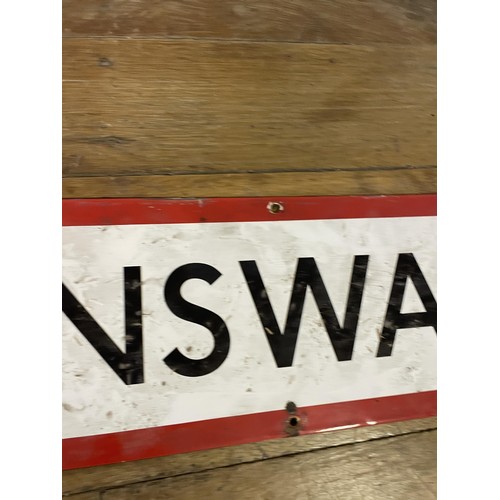 364 - A London Underground enamel sign, Queensway, 23 x 95 cm