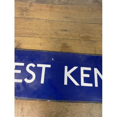 367 - A London Underground enamel sign, West Kensington, 28 x 150 cm