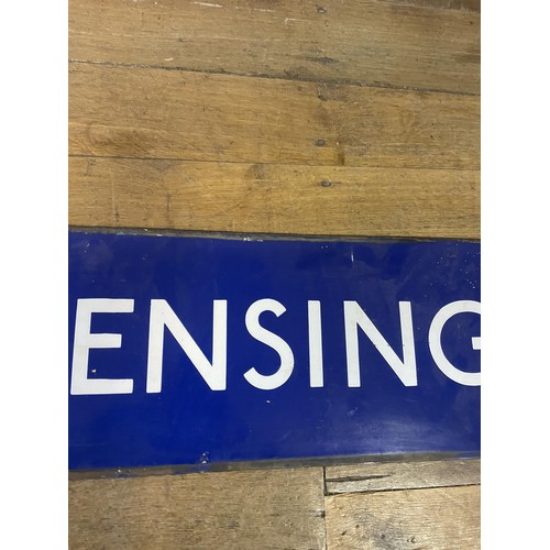 367 - A London Underground enamel sign, West Kensington, 28 x 150 cm