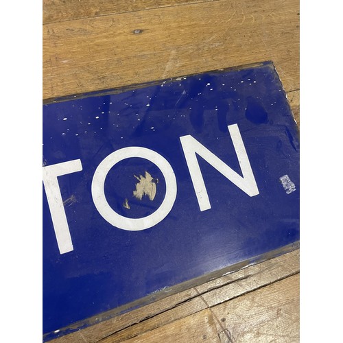 367 - A London Underground enamel sign, West Kensington, 28 x 150 cm