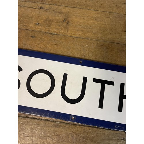 368 - A London Underground enamel sign, South Kensington, 24 x 175 cm