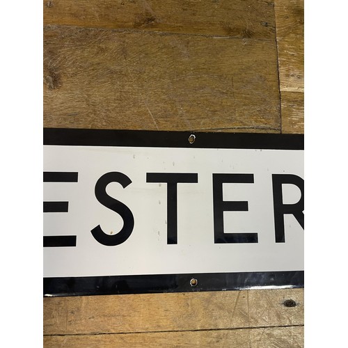 369 - A London Underground enamel sign, Leicester Square, 23 x 170 cm