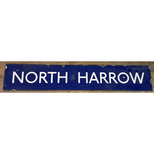 371 - A London Underground enamel sign, North Harrow, 26 x 150 cm