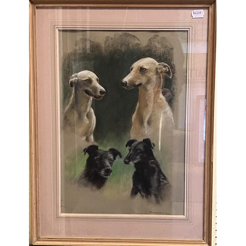 667 - Russell, four pet dogs, pastel, signed, 53 x 34 cm, Lucy Lloyd, Piglet, pencil, signed and dated 200... 