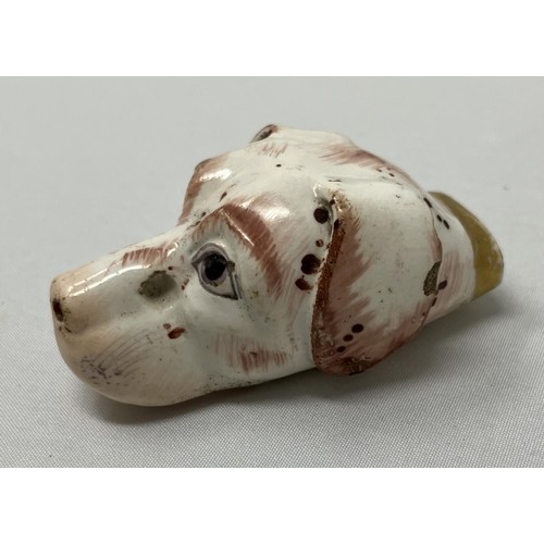 720 - A late 18th century Derby porcelain hound head whistle Provenance: Circa 1790, sold with an Andrew D... 