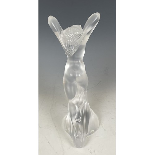 268 - A Lalique frosted glass Vitesse mascot paperweight, in original Lalique box, signed to base with cor... 