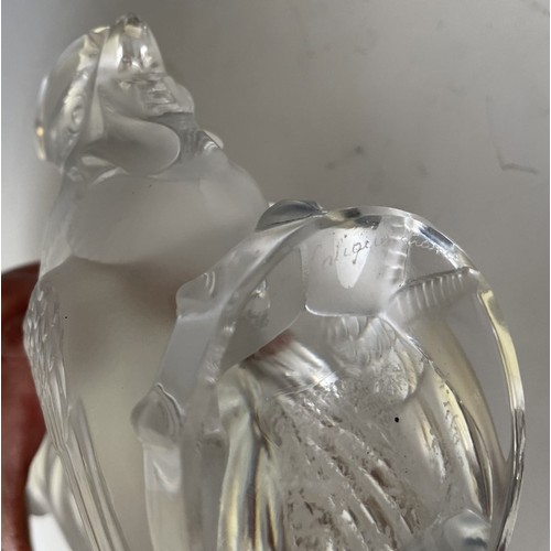 275 - A Lalique clear and frost glass Coq Nain car mascot, signed Lalique France, 20 cm high