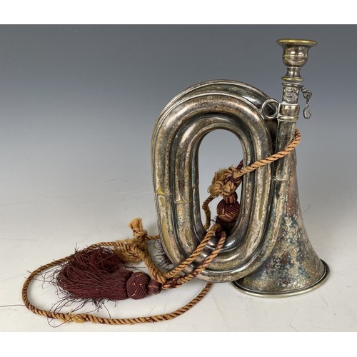 274 - A Victorian silver plated bugle, Henry Keat & Sons, inscribed 'Presented by the Lewes Bicycle Cl... 