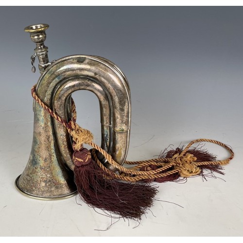 274 - A Victorian silver plated bugle, Henry Keat & Sons, inscribed 'Presented by the Lewes Bicycle Cl... 