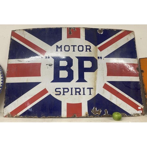 204 - An enamel sign, BP Motor Spirit, on a Union Flag background, Bruton Palmers Green, 92 x 137 cm