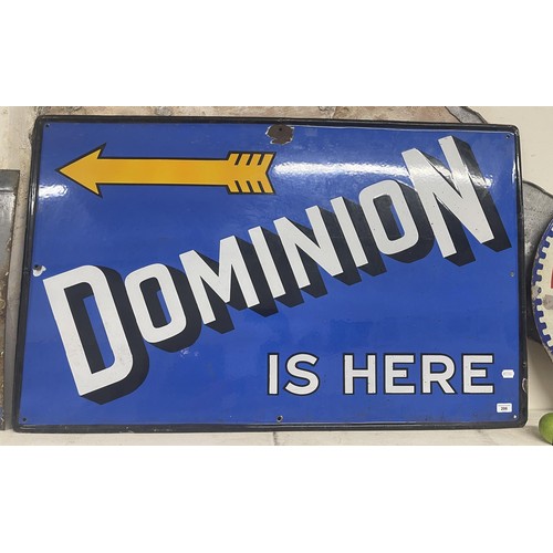 206 - An enamel sign, Dominion Is Here, 76.5 x 122 cm