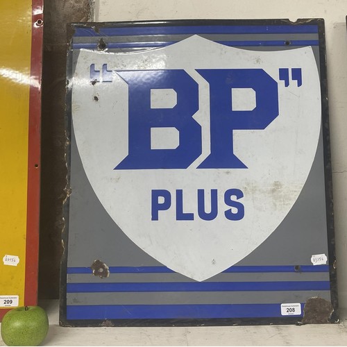 208 - An enamel sign, BP Plus, with Shell Mex and BP ownership note on the reverse, 61 x 53 cm