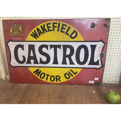 213 - An enamel sign, Castrol Wakefield Motor Oil, 50.5 x 76 cm