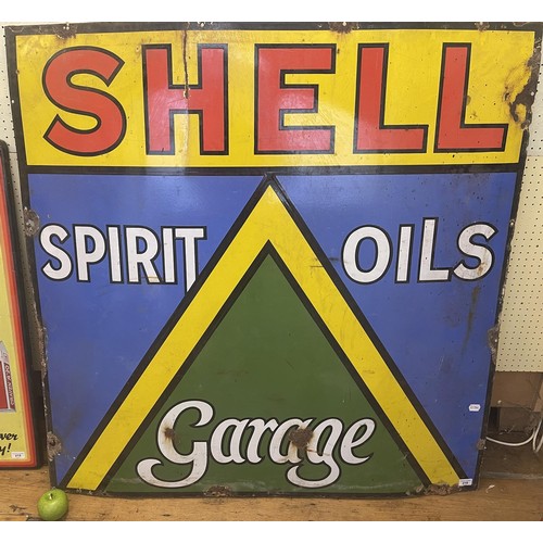 216 - A large enamel sign, Shell Spirit Oils Garage, 122 x 122 cm